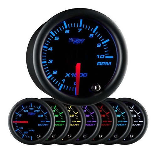 Medidor Glowshift Tacometro Rpm 52mm 7 Colores Led