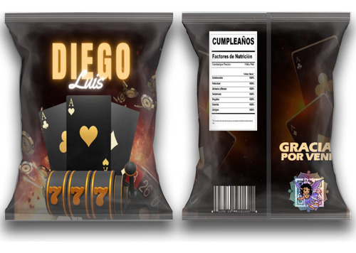 Bolsitas Chip Bag Magia Casino Poker X25 Personalizadas Fest