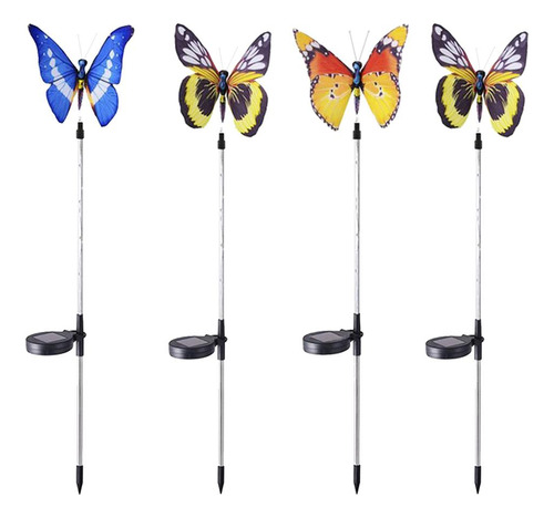 4x Cambio De Color Solar Led Coloridas Mariposas Caprichosas