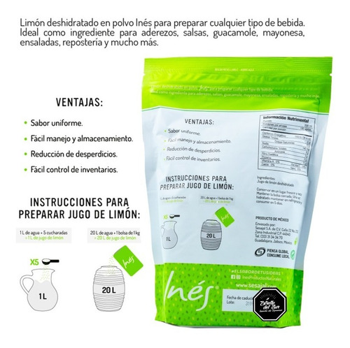 Imagen 2 de 6 de Jugo De Limón En Polvo 100% Natural 1 Kilo