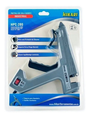 Pistola Cola Quente Profissional 280w Bivolt Chave +2 bastão de cola