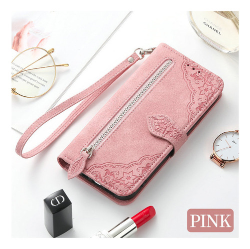 Funda Tipo Cartera De Piel Con Cremallera De Lujo Para Tarje