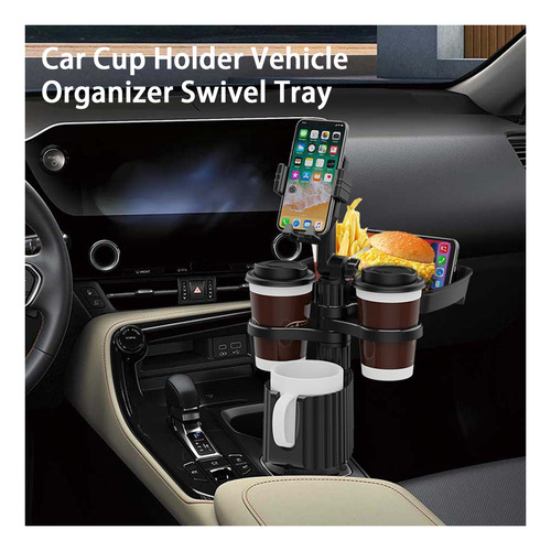 Imagen 5 de 10 de Bandeja De Comida Para Coche 3 En 1 Con Doble Portavasos Y S