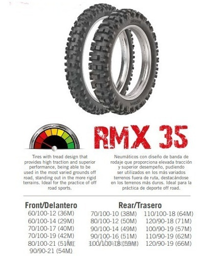 Imagen 2 de 5 de Cubierta 110/100-18 Rinaldi Rmx 35 Brasil Cross Xtz Gaona P