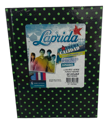 Cuaderno Laprida Lunares 160x210mm 50 Hojas Rayadas Negro
