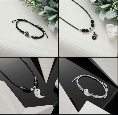 Qyju Juego De Collares Y Pulseras De Yin Yang Dragón Para Pareja