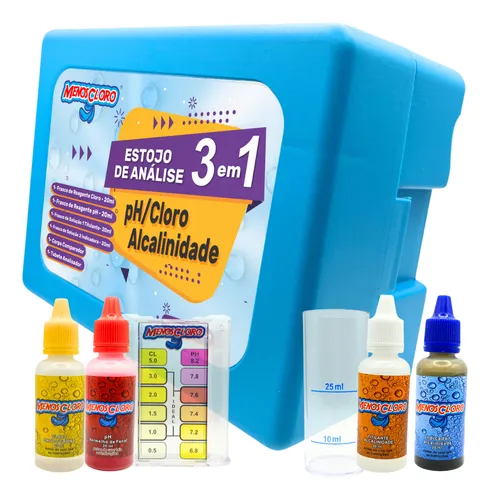 Kit Teste Medidor Ph E Cloro E Alcalinidade agua piscinas