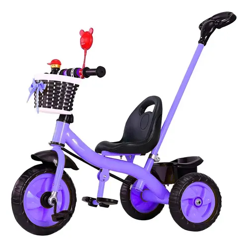 Triciclo Infantil 6 En 1 De 9 Meses A 5 Años, Con Barra De Empuje, Asiento Reversible, Capota Solar Y Plegable
