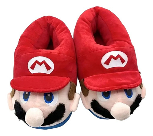 Pantuflas Super Mario Bros  Babucha Chanclas Peluche Termica