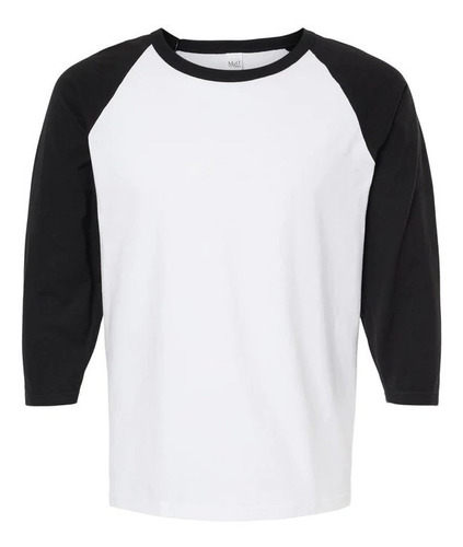 Playera Ranglan 3/4 Blanca Con Negro Personalizada