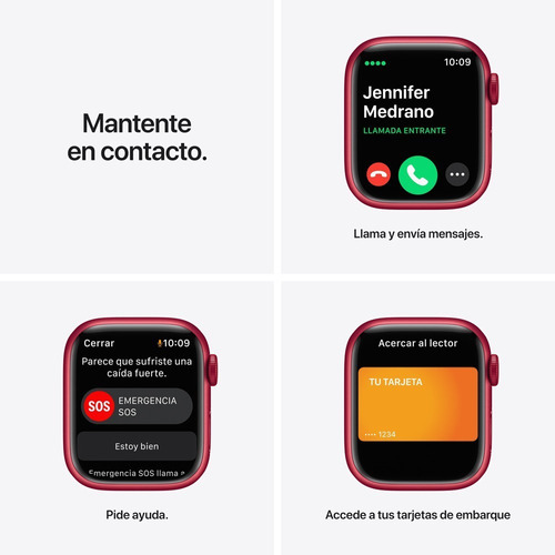Imagen 7 de 9 de Apple Watch Series 7 (GPS + Cellular, 41mm) - Caja de aluminio (PRODUCT)RED - Correa deportiva (PRODUCT)RED
