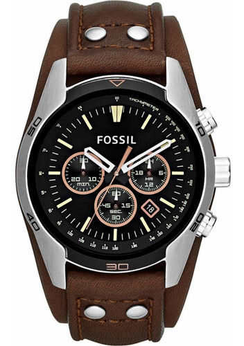 Reloj Hombre Fossil Ch2891 Cuarzo 44mm Pulso Marron En Cuero