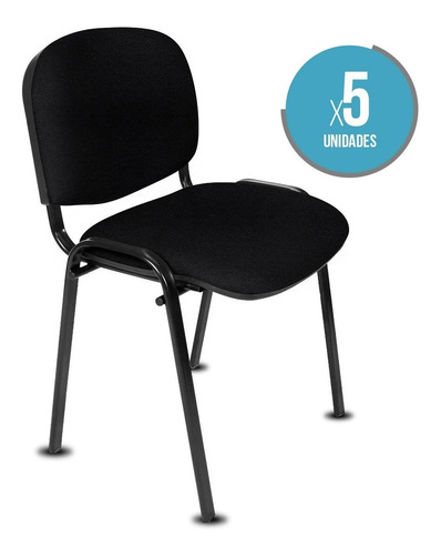 Silla Apilable Fija Consultorio Tapizada Oficina Escritorio Sala De Espera Pack X5 + Envio Gratis C/ Garantia