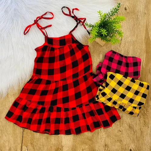 Vestido Infantil Xadrez em Oferta