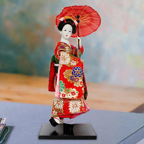 12 Japonesa Gueixa Senhora Estatueta Kimono Vermelho
