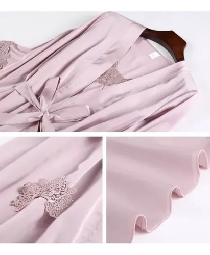 Set De Pijama Dama Sexi Ropa De Dormir Bata De Seda 5 Piezas