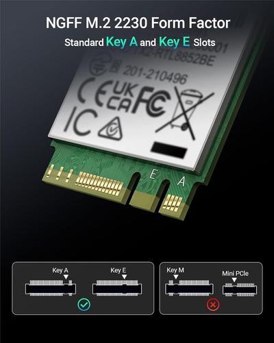Tarjeta Wifi Para Ordenador Portátil Ax1800 M.2