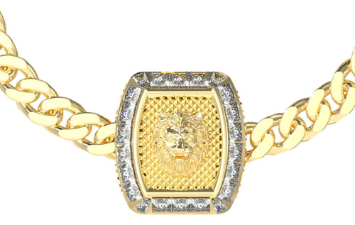 Pulsera Hombre Guess Lion King Acero Inoxidable Ajustable Color Dorado Diámetro 10 Cm Largo 19 Cm