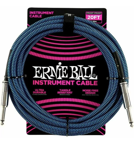 Cable De Audio Ernie Ball 6087 Recto/angulado De 6.10 Mts.
