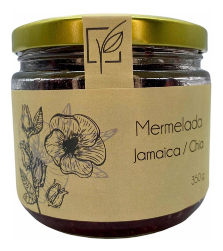 Mermelada Artesanal De Jamaica-chía, Baja En Azúcar, 350 Gr.