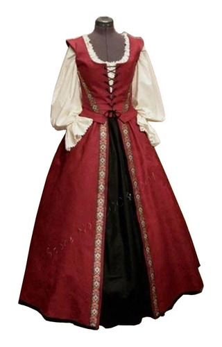 Disfraz De Fiesta, Vestido Largo Medieval Victoriano, Vestid
