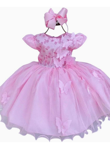 Vestido De Fiesta Para Niña Princesa Con Detalles Mariposas