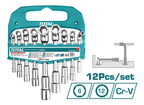 Dados Hexagonales En Llave Jgo.x 9pz Total Tlaswt0901