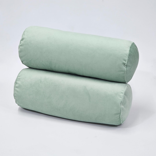 Almohadon Caramelo Cilindro X 2u Funda Pana + Relleno Cierre Color Verde Agua