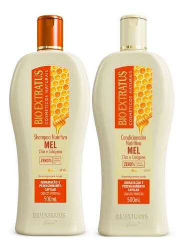 Shampoo E Condicionador Nutritivos Mel Bio Extratus 500 Ml