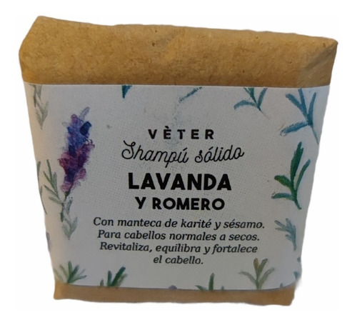 Shampoo Sólido Vegetal De Lavanda Y Romero Vegano Veter