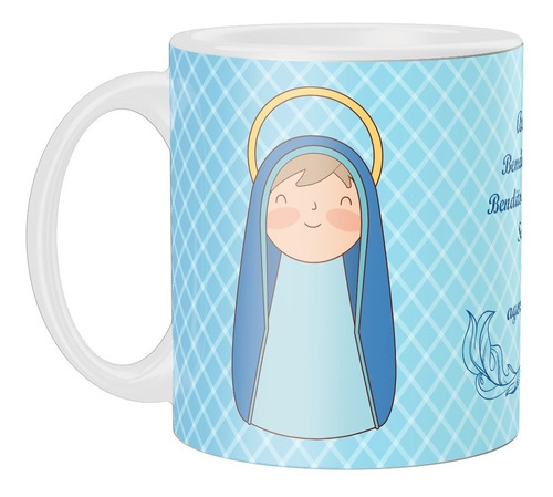 Caneca Personalizada Ave Maria - Cerâmica  325ml  Religiosa