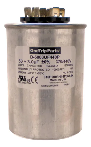 Duracap Ee. Uu. Run Condensador 50 + 3 uf 50/3 mfd 370 vac/4