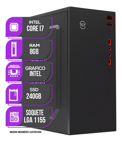 Pc Cpu Mancer, Intel Core I7, 8gb De Memória Ram, Ssd 240gb