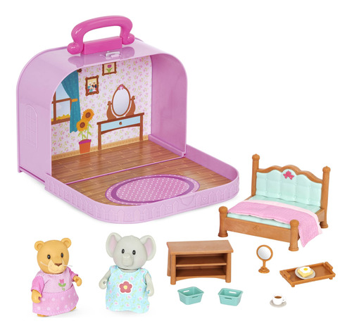 Lil Woodzeez - Playset Portátil De Casa De Muñecas Con 2 Fig