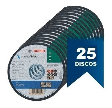 Combo 25 Discos Corte Bosch Amoladora 115 Mm 4.1/2 Inox 1mm