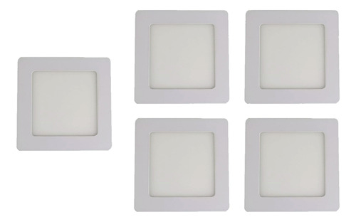 Kit 5 Paineis De Led Embutir 6w Quadrado Branco Quente 3000k 110v/220v