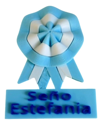 Pack 30 Escarapelas Argentina 3d Personalizada Con Nombre. Celeste Y Blanco Escarapela Argentina