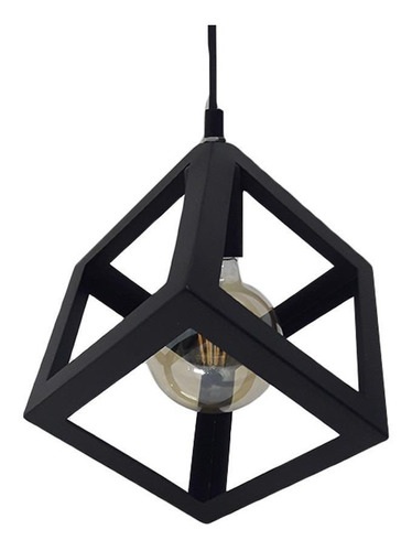 Colgante Cubo 02 Rombo Negro 18cm Apto Led E27