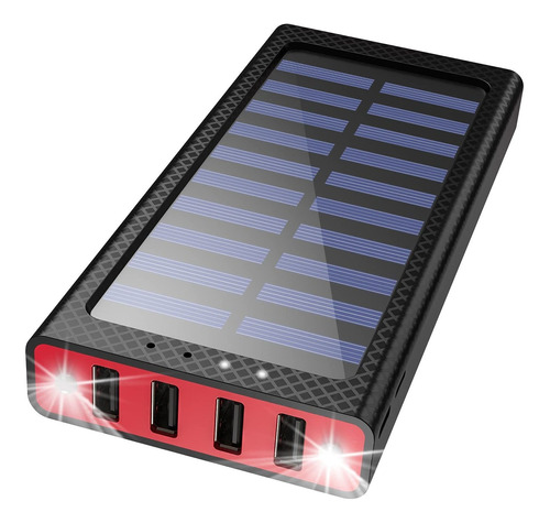 Cargador Solar 24000 Mah Portatil Bateria 4 Linterna