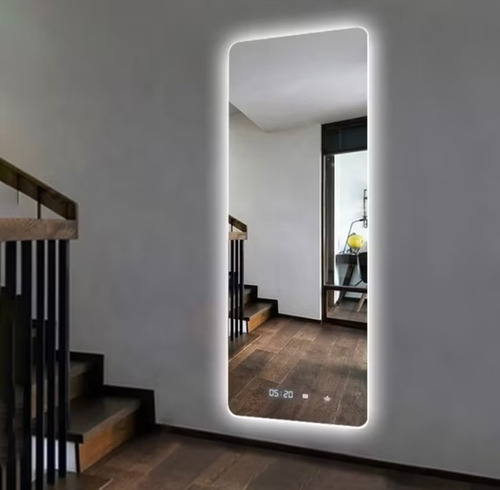 Espejo Touch Cuerpo Completo Con Luz Led Anti-fog Hora Baño 140x50cm