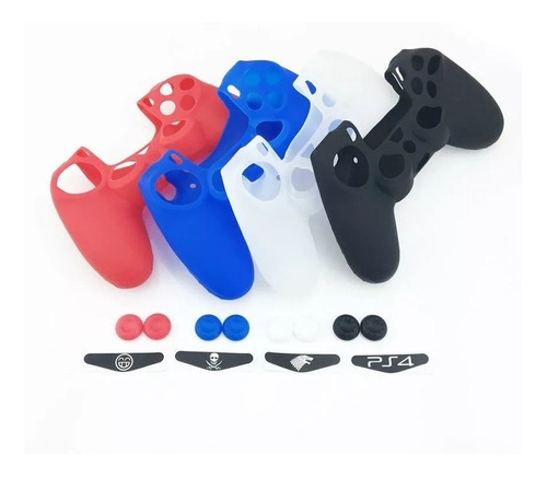 Forro Control Ps4 + 2 Protectores De Analgo + Stiker Led