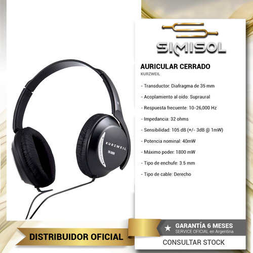 Imagen 2 de 5 de Auriculares De Estudio Kurzweil Yh3000m Monitoreo Grabacion