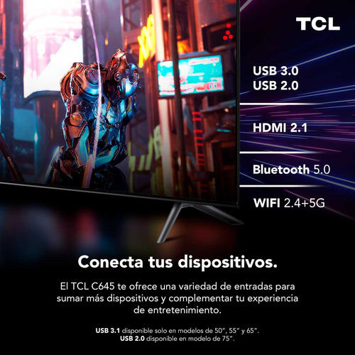 Imagen 9 de 12 de Qled 75 Tcl 75c645 4k Hdr Smart Tv Google Tv