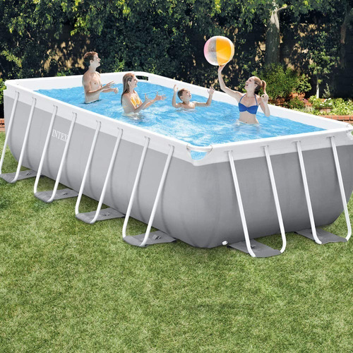 Piscina estructural rectangular Intex 26792 con capacidad de 10874 litros de 488cm de largo x 244cm de ancho gris claro diseño mosaico
