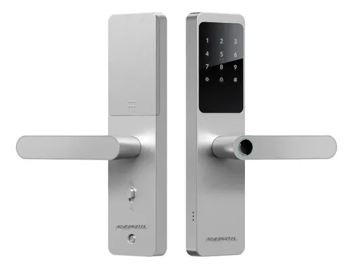 Fechadura Digital Eletrônica Biométrica NovaDigital Fusion Embutir Wifi Tuya App Senha Cartão TAG Chave Inteligente Prata