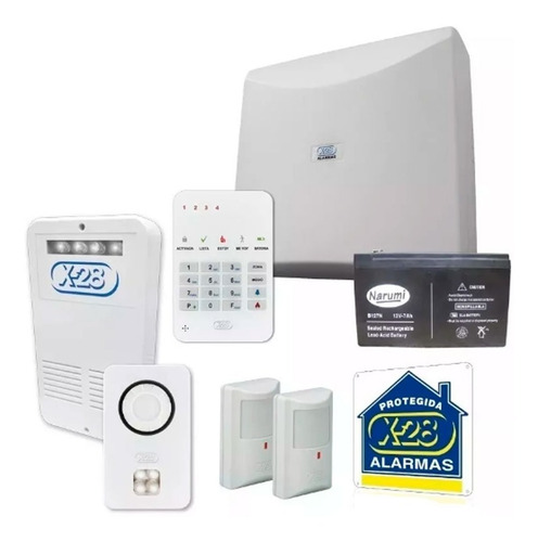 Kit Alarma Casa X-28 4 Zonas Inalámbrica Domiciliaria