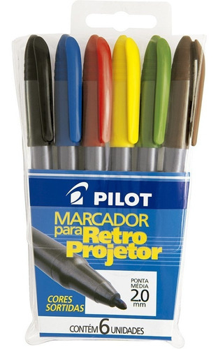 Caneta Para Retro-projetor C/6 Cores 2mm 10303 Pilot Pt 6 Un