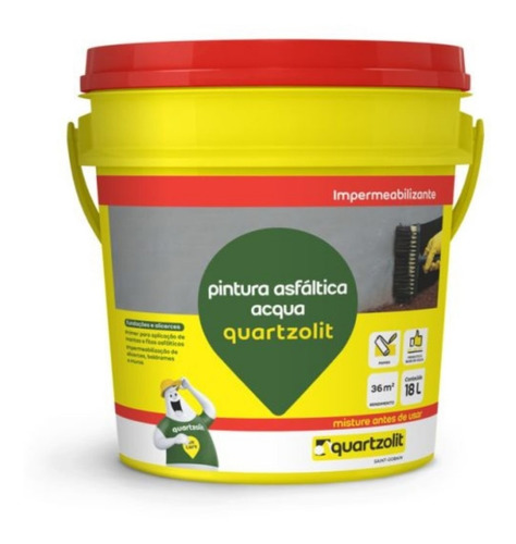 Impermeabilizante Pintura Asfaltica Acqua 18l Quartzolit