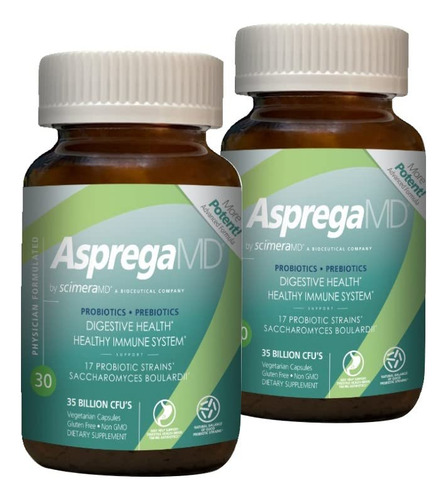 Asprega Suplemento Probiótico-prebiótico 30 Cápsulas X2