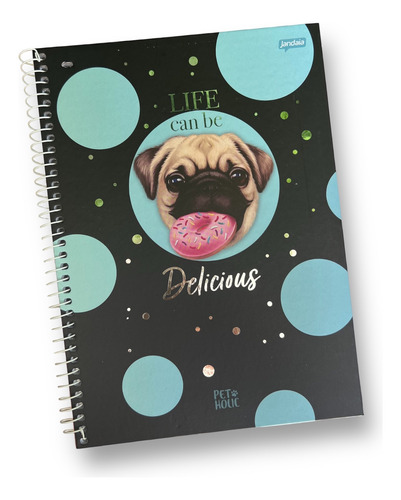  Caderno Universitário Capa Dura Espiral 80fl Pets + Brinde